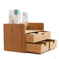 Merkloos Decopatent® Luxe Make-up Organizer Met 3 Lades - Cosmetica Organizer Make Up Met Schuiflade Bamboe Hout - Cosmeticahouder - Toren -Poeder and Foundation Winkel 1200x1200 1102
