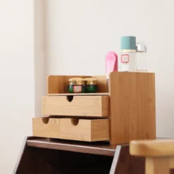 Merkloos Decopatent® Luxe Make-up Organizer Met 3 Lades - Cosmetica Organizer Make Up Met Schuiflade Bamboe Hout - Cosmeticahouder - Toren -Poeder and Foundation Winkel 1200x1200 1103