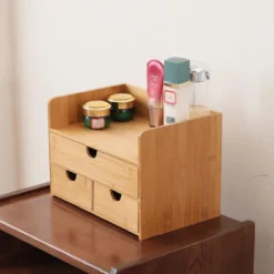 Merkloos Decopatent® Luxe Make-up Organizer Met 3 Lades - Cosmetica Organizer Make Up Met Schuiflade Bamboe Hout - Cosmeticahouder - Toren -Poeder and Foundation Winkel 1200x1200 1104