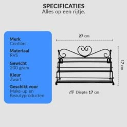 Confibel Nagellak Organizer - Nagellak Flesjes Houder - Essentiële Oliën Organizer - Rek Voor Flesjes - Wanddecoratie - Zwart -Poeder and Foundation Winkel 1200x1200 1113