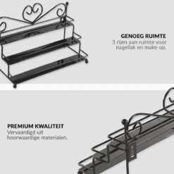 Confibel Nagellak Organizer - Nagellak Flesjes Houder - Essentiële Oliën Organizer - Rek Voor Flesjes - Wanddecoratie - Zwart -Poeder and Foundation Winkel 1200x1200 1114