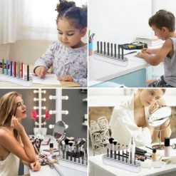 Make Up Organizer - Grijs - Make Up Holder - Kwasten Organizer - Make Up Houder - Nagellak/Lipstick Organizer - Lippenstift Houder - Siliconen -Poeder and Foundation Winkel 1200x1200 1137