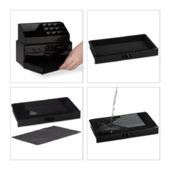 Relaxdays Make-up Organizer - Tweedelig - Cosmetica Opbergdoos + Lippenstift Houder - Zwart -Poeder and Foundation Winkel 1200x1200 1153