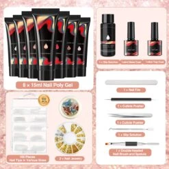 Merkloos Nepnagels - Polygel Set - Nagelverlengingsset - 8 Kleuren - Nagels Set - Temperatuurwisselgel - Lichtgevende Gel - Voor Beginners - Voor DIY Salon Art Nagels - Type A -Poeder and Foundation Winkel 1200x1200 131