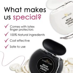 Marie-José & Co Brow Mapping String Set - Zwart & Witte Draad + 10 Vingerbeschermers - Perfect Wenkbrauwen Aftekenen Met Voorgekleurde Draad - Alternatief Voor Wenkbrauwsjablonen -Poeder and Foundation Winkel 1200x1200 1445