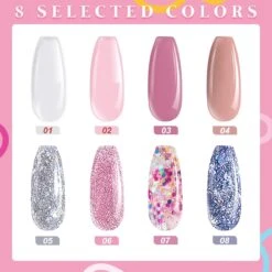 Merkloos Nagels Set - 8 Kleuren - Nagels Starter Set - Met Toplaag, Basislaag, Slipoplossing, Nagelverlengingsgel, Gel Builder - Voor DIY Voor Beginners - Beste Cadeau -Poeder and Foundation Winkel 1200x1200 176