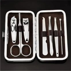 Merkloos 7-delige Manicureset Van Roestvrij Staal Met Schaar, Pincet, Vijl, Zijsnijder, Kartel, Scheermachine, Nagelknipper & Pedicure Kit In Etui, Nagelverzorgingsgereedschap, Nagelset, Nagelverzorgingsset