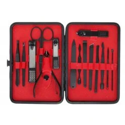 In Round Nagelset 16-delig Met Etui – Manicure Set – Pedicure Set - Staal – Zwart / Rood – Nagelsetje – Nagel Knipper – Nagelknipper – Manicureset – Nagelschaar – Pedicureset – Nagelverzorging – Nageltang – Nail Clipper -Poeder and Foundation Winkel 1200x1200 198