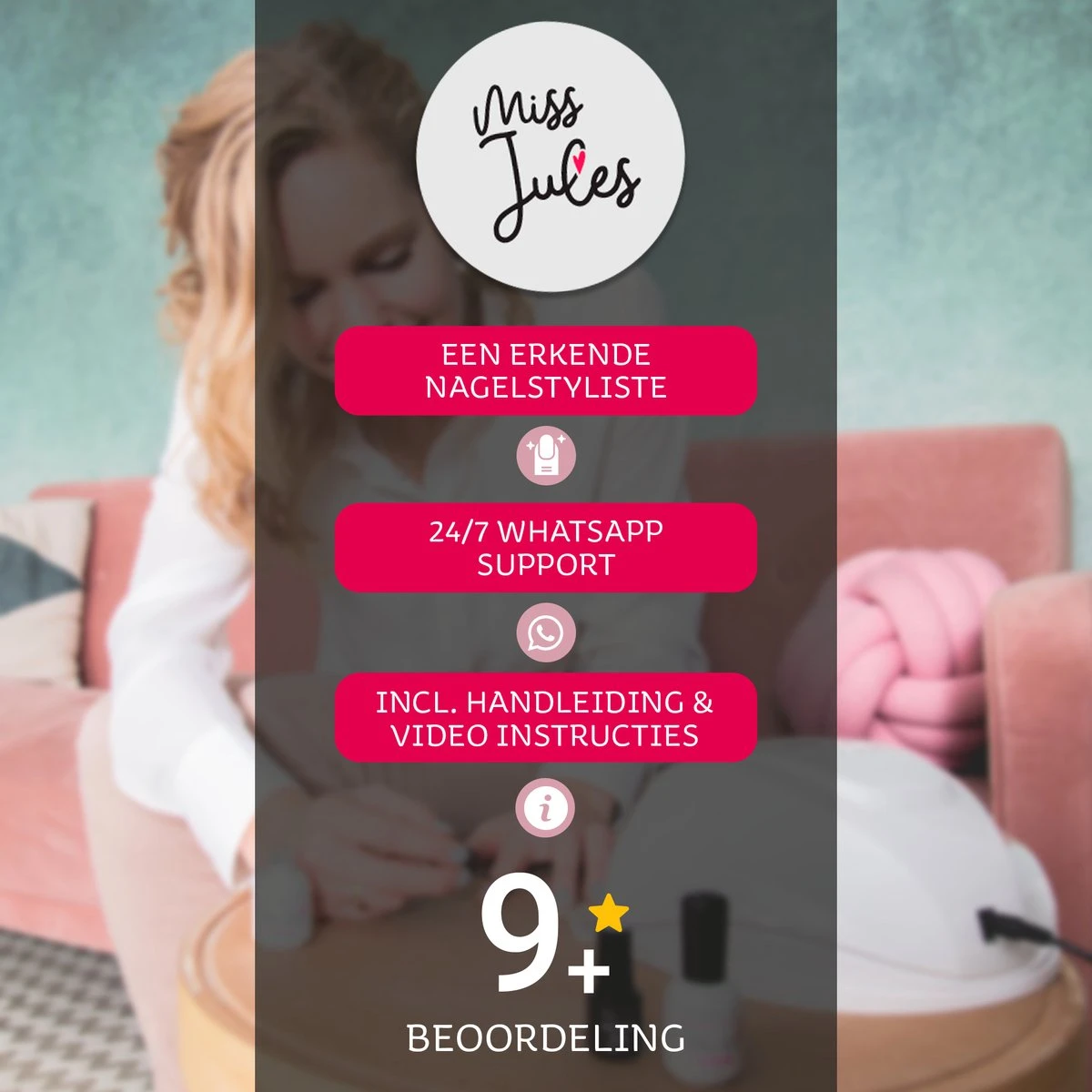 Miss Jules - Complete Gellak Starterspakket - Kleur 3 X Roze - Glanzend & Dekkend Resultaat - Inclusief UV/LED Lamp & Instructievideo (NL) 6 Miss Jules - Complete Gellak Starterspakket - Kleur 3 X Roze - Glanzend & Dekkend Resultaat - Inclusief UV/LED Lamp & Instructievideo (NL) - Afbeelding 6