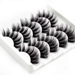 Merkloos 5 Paar - 3D Mink Wimpers - 25mm Pluizige Zachte Eyelashes - Volle Volume Wimpers - Dikke Lange Valse Wimpers - Herbruikbaar - Zwart