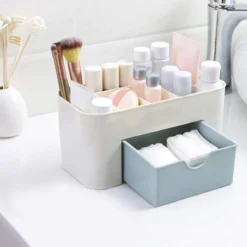 IBright Make-Up Organizer Met Lade - Cosmetica Opbergdoos - Bureau Organizer - Blauw -Poeder and Foundation Winkel 1200x1200 999