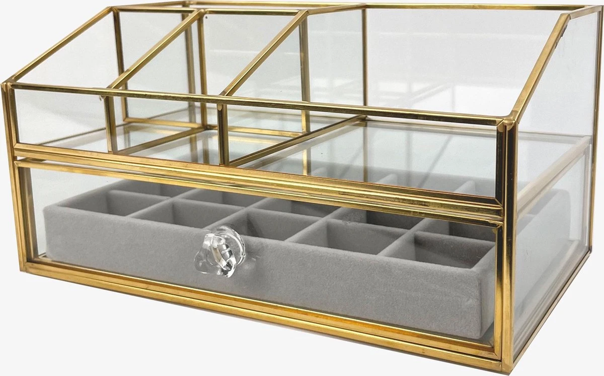 Make Up Organizer Stella | Goud| Cosmetica Organizer|sieraden Organizer | Make Up Organizer | Beautybox | Vitrine Boxje | Glazen Box |Makeup Organizer |Beauty Organizer | Makeupbox |Organizer | Storage Box |Make-uporganizer| Opbergdoos | Sieradendoos 4 Make Up Organizer Stella | Goud| Cosmetica Organizer|sieraden Organizer | Make Up Organizer | Beautybox | Vitrine Boxje | Glazen Box |Makeup Organizer |Beauty Organizer | Makeupbox |Organizer | Storage Box |Make-uporganizer| Opbergdoos | Sieradendoos - Afbeelding 4