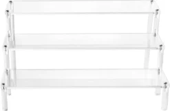 QWORK 3-laags Acryl Displaystandaard, Transparant Acryl Display Riser Plank Voor Figuren, Sieraden, Cupcake, Lippenstift, Nagellak, Kruiden, 30x21x15cm -Poeder and Foundation Winkel 1200x786 2