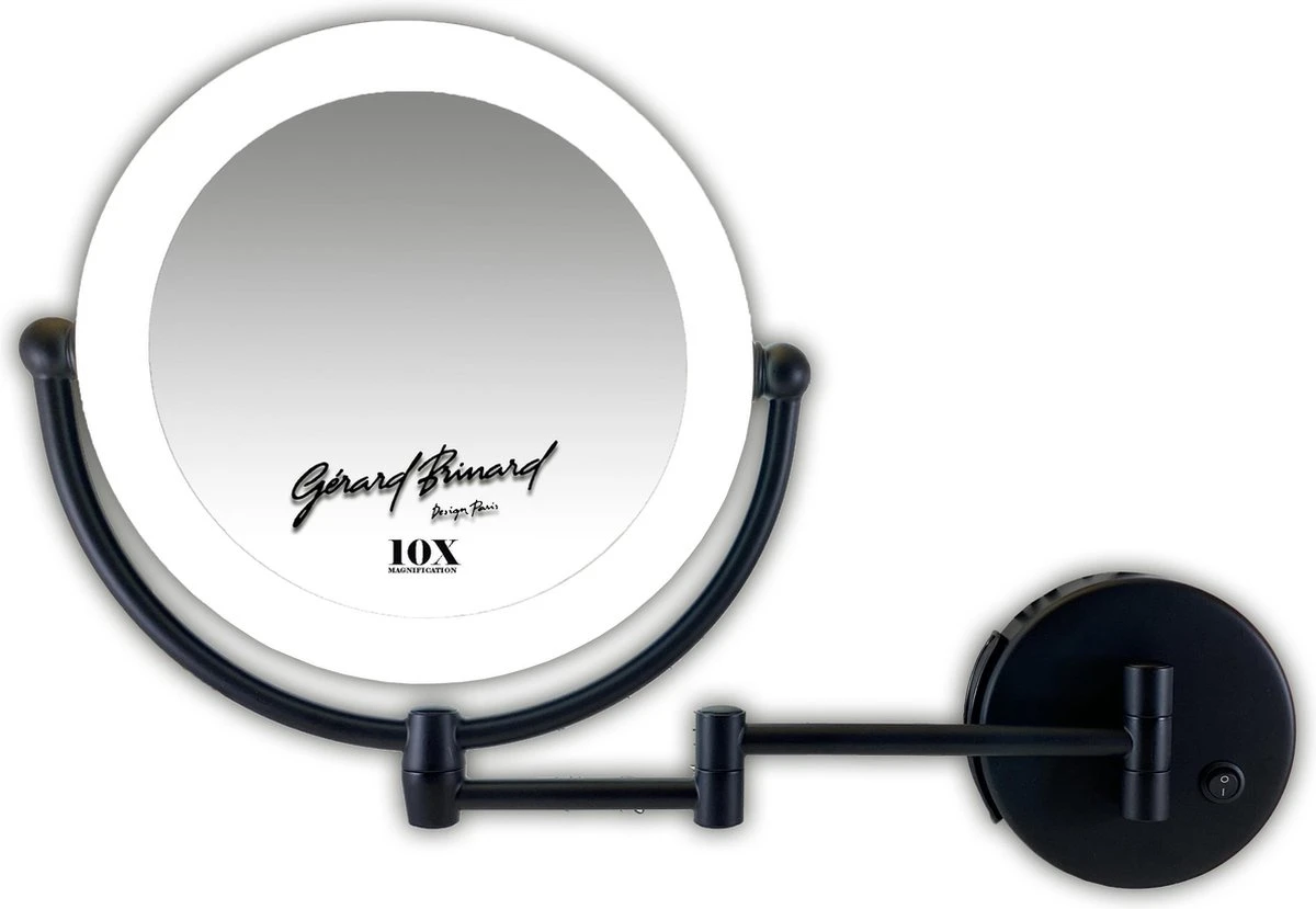 Metalen Verlichte Wand Knik Arm Make-up LED Spiegel Mat Zwart, Dubbelzijdig Verlicht, 10x Vergroting 22cm Doorsnee, Inculsief 4x AA Batterijen En Stroomkabel(USB) Badkamer Spiegel 4 Metalen Verlichte Wand Knik Arm Make-up LED Spiegel Mat Zwart, Dubbelzijdig Verlicht, 10x Vergroting 22cm Doorsnee, Inculsief 4x AA Batterijen En Stroomkabel(USB) Badkamer Spiegel - Afbeelding 4