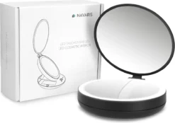 Navaris 1x/5x Vergrotende Make-up Spiegel - Compacte Opvouwbare Kap- En Reisspiegel - Led-verlichte Dubbelzijdige Make-upspiegel - Zwart -Poeder and Foundation Winkel 1200x847 6