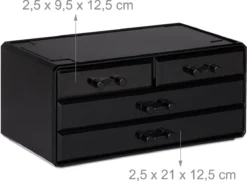 Relaxdays Make-up Organizer - Tweedelig - Cosmetica Opbergdoos + Lippenstift Houder - Zwart -Poeder and Foundation Winkel 1200x877 1