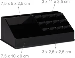 Relaxdays Make-up Organizer - Tweedelig - Cosmetica Opbergdoos + Lippenstift Houder - Zwart -Poeder and Foundation Winkel 1200x941