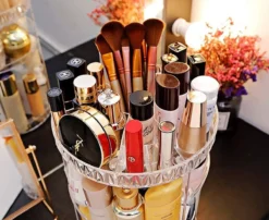 JZK Clear Acryl Home Beauty-organizer 360°, Draaibaare Cosmeticabox Voor Dresser, Slaapkamer, Badkamer, Voor Lippenstift, Kwastjes, Nagellak, Crèmes -Poeder and Foundation Winkel 1200x980 2