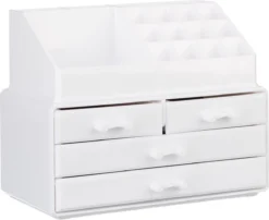 A&K 2in1 Make-up Organizer - 4 Lades Cosmetica Opbergdoos - Kaptafel - Wit -Poeder and Foundation Winkel 1200x981 1