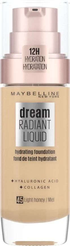Maybelline Dream Radiant Liquid - 45 Light Honey - Foundation Geschikt Voor De Droge Huid Met Hyaluronzuur - 30 Ml -Poeder and Foundation Winkel 344x1200
