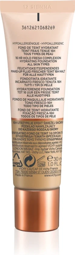 Vichy Minéralblend Foundation - 12 Sienna - 30ML - Natuurlijke Dekking -Poeder and Foundation Winkel 355x1200 6