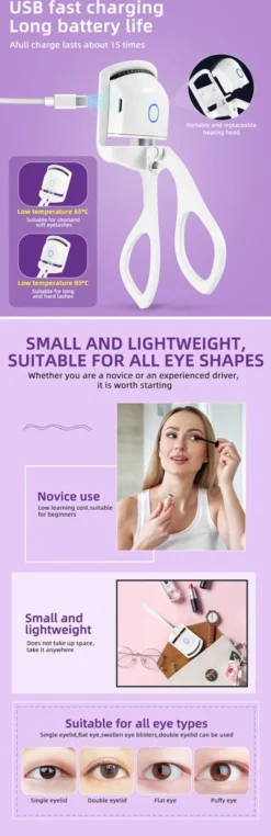 BeautyTech Elektrische Wimperkruller/Wimperkrultang - Wit - Oplaadbaar - Beauty - Verzorging - Make Up -Poeder and Foundation Winkel 389x1200 7