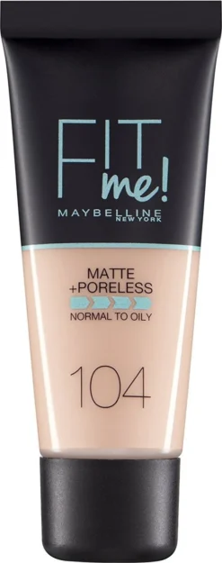 Maybelline Fit Me Matte & Poreless Foundation - 104 Soft Ivory -Poeder and Foundation Winkel 474x1200