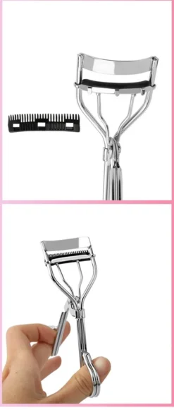 INTER-ESQUE® Wimperkruller - Eyelash Curler + 3x Gratis Extra Siliconen Pad & 3x Extra Kam - Zilver -Poeder and Foundation Winkel 510x1200 6