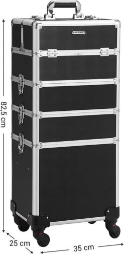 XXL PRO Visagie Beauty Case Koffer Trolley - Nagelkoffer Op Wielen Voor Makeup Of Cosmetica - Grote Uitklapbare Opbergsysteem Nagel Styliste Kapster - Zwart -Poeder and Foundation Winkel 588x1200 1