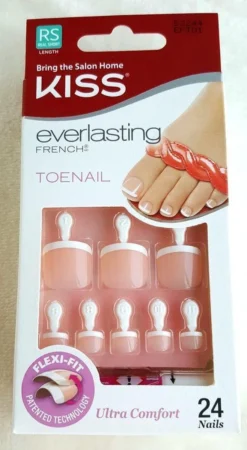 Kiss Everlasting French Toenails Limitless - Teennagels - Toenails - Plaknagels Voor Tenen - Kunstnagels Voor Tenen - 24 Stuks - Beste Kwaliteit -Poeder and Foundation Winkel 658x1200