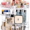 JZK Clear Acryl Home Beauty-organizer 360°, Draaibaare Cosmeticabox Voor Dresser, Slaapkamer, Badkamer, Voor Lippenstift, Kwastjes, Nagellak, Crèmes