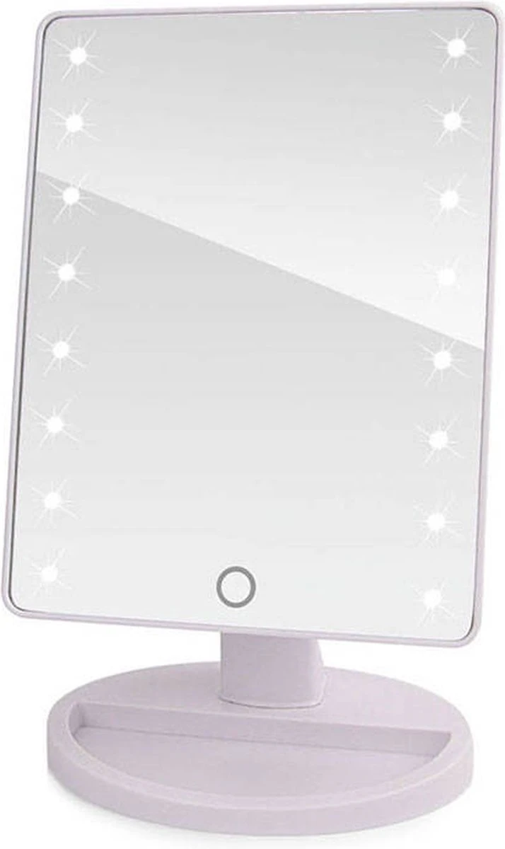 Verlichte Make-up Spiegel 180° Draaibaar 16 Ingebouwde LED Lampjes - Wit 2 Verlichte Make-up Spiegel 180° Draaibaar 16 Ingebouwde LED Lampjes - Wit - Afbeelding 2