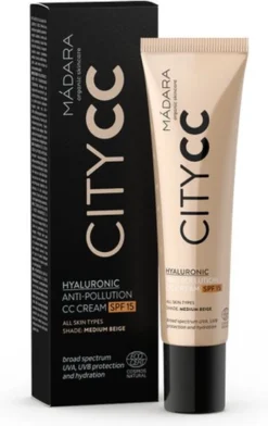 MÁDARA Anti-Pollution CC Cream SPF15 Medium Beige 40ml - Hyaluronzuur -UVA/UVB -Poeder and Foundation Winkel 757x1200 2