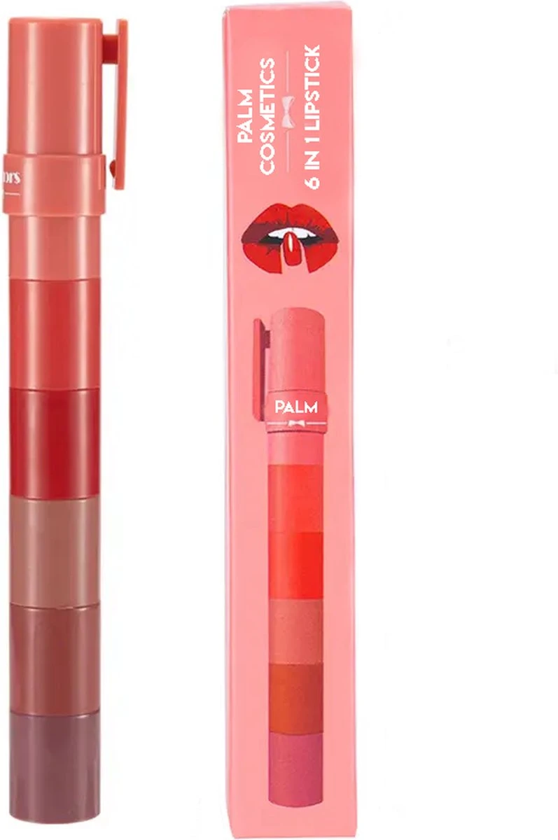 Palm Cosmetics® 6 In 1 Lipstick - Matte Lipstick - Lippenstift - Waterproof - Langhoudend 2 Palm Cosmetics® 6 In 1 Lipstick - Matte Lipstick - Lippenstift - Waterproof - Langhoudend - Afbeelding 2