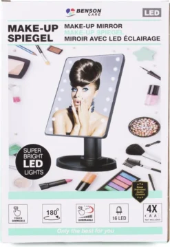 Benson Make Up Spiegel - LED Touch - Dimbaar - 16 Leds - Zwart 5 Benson Make Up Spiegel - LED Touch - Dimbaar - 16 Leds - Zwart -Poeder and Foundation Winkel 826x1200 2