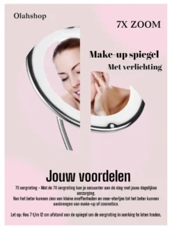 Make-Up Spiegel - 7X Vergroting - LED Licht - Make Up Spiegel Met Verlichting - Vergrootspiegel Met Zuignap - Exclusief Baterijen(Niet Ingegrepen 3AAA)3AAA -Poeder and Foundation Winkel 900x1200 25