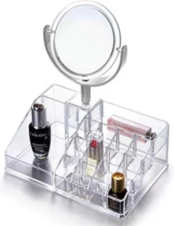 Oxid7® Organizer Voor Cosmetica Acryl - 25,5x22,5x15 Cm - 16 Vakken En Spiegel Met 3x Vergroting -Poeder and Foundation Winkel 922x1200 2