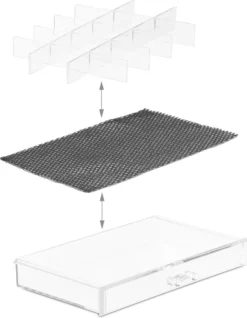 Relaxdays Make-up Organizer Acryl - 3 Lades Met Vakken Acrylbox - Cosmeticabox Opbergdoos - Doorzichtig -Poeder and Foundation Winkel 933x1200