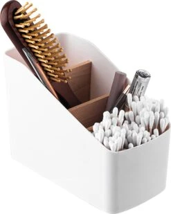 Altom Design Badkamer Orginazer 4-vaks - Gemaakt Van Ecologisch Bamboe - 9 X 18 X 13 Cm - Wit Bruin - Natura Line - Bamboo - Make-up Opbergbox -Poeder and Foundation Winkel 958x1200 2