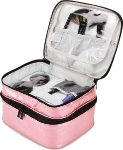 YONO Nagellak Tas - Nagelkoffer Beautycase - Cosmetica Koffer - Manicure Organizer - Roze 6 YONO Nagellak Tas - Nagelkoffer Beautycase - Cosmetica Koffer - Manicure Organizer - Roze -Poeder and Foundation Winkel 981x1200 6