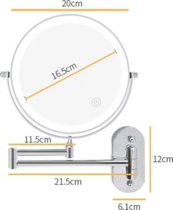 360° Draaibaar LED Scheerspiegel Met 5X Vergroting - 3 Lichtstanden - Dimstanden - Badkamerspiegel Met Natuurlijk Licht - Make-up Spiegel - Draadloos - Werkt Op Batterijen -Poeder and Foundation Winkel 990x1200 4