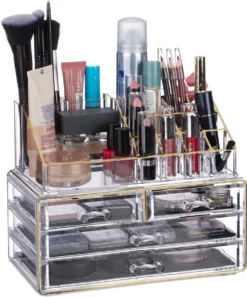 Relaxdays Make-up Organizer - Tweedelig - Cosmetica Opbergdoos + Lippenstift Houder - Zwart -Poeder and Foundation Winkel 997x1200 5